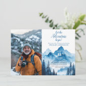 Invitation Rustic Watercolor Mountain Retraite Party Photo (Debout devant)