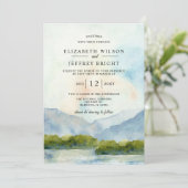 Invitation Rustic Watercolor Mountains Mariage d'hiver (Debout devant)