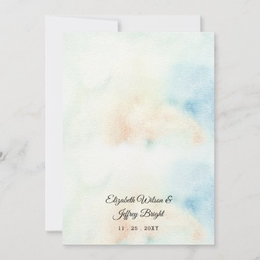 Invitation Rustic Watercolor Mountains Mariage d'hiver (Dos)