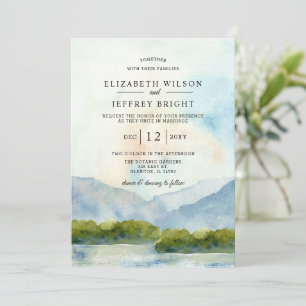 Invitation Rustic Watercolor Mountains Mariage d'hiver
