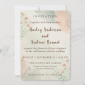 Invitation Rustic Watercolor Peach and Green Minimal Wedding (Devant)