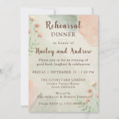 Invitation Rustic Watercolor Peach & Green Rehearsal Dinner (Devant)