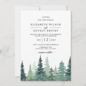 Invitation Rustic Watercolor Pine Forest Mariage d'hiver Inv (Devant)