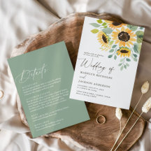 Rustic Watercolor Sunflower Détails du Mariage