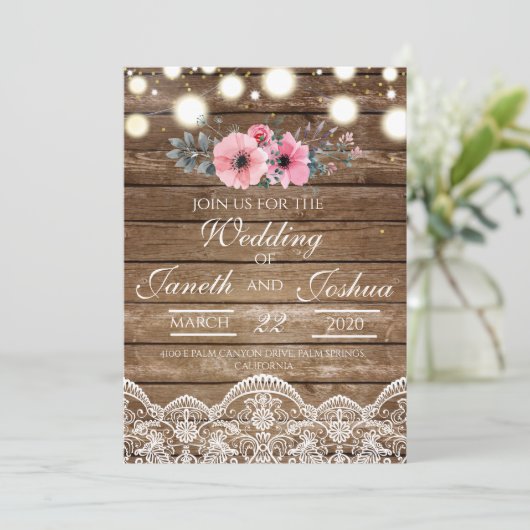 Invitation Rustic Wedding Invitation, Country Wedding (Debout devant)