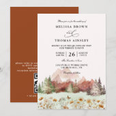 Invitation Rustic Wedding Mountain Wildflower QR Code Wedding (Devant / Derrière)