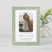 Invitation Rustic Wedding Sage Green and White Modern (Debout devant)