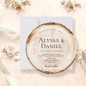 Invitation Rustic Wedding Wood Cut Grain Custom