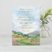 Invitation Rustic Western Barn Countryside QR Code Wedding (Debout devant)
