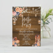 Invitation Rustic Western Bonjour Quarante Anniversaire (Debout devant)