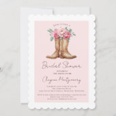 Invitation Rustic Western Bridal Shower Blush Pink Floral (Devant)