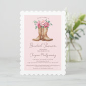 Invitation Rustic Western Bridal Shower Blush Pink Floral (Debout devant)