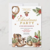 Invitation Rustic Western Cowboy Boots & Cactus Holiday  (Devant)