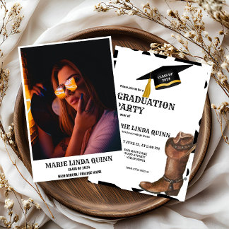 Invitation Rustic Western Cowboy Graduation Party