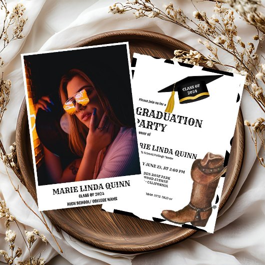 Invitation Rustic Western Cowboy Graduation Party