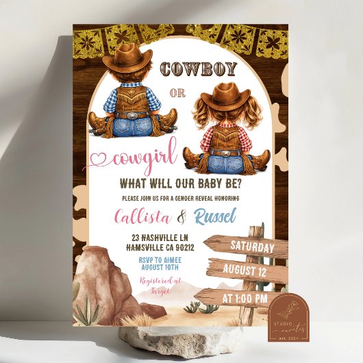 Invitation Rustic Western Cowboy or Cowgirl Gender Reveal