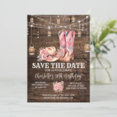 Invitation Rustic Western Cowgirl Enregistrer la date Anniver (Debout devant)