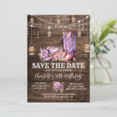 Invitation Rustic Western Cowgirl Enregistrer la date Anniver (Debout devant)