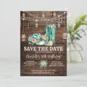 Invitation Rustic Western Cowgirl Enregistrer la date Anniver (Debout devant)