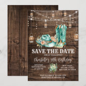 Invitation Rustic Western Cowgirl Enregistrer la date Anniver (Devant / Derrière)