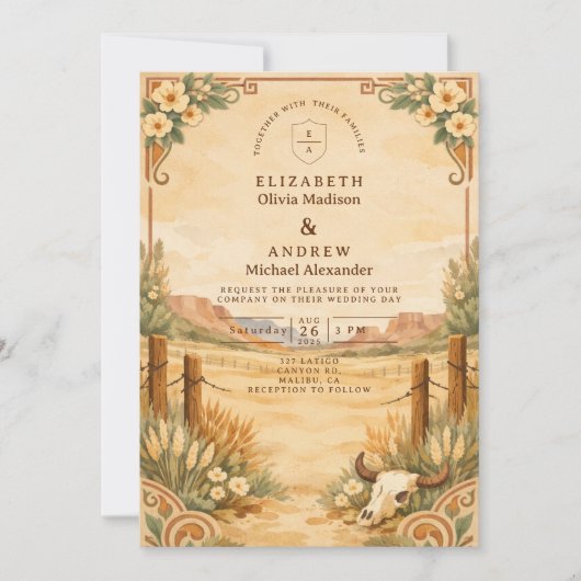 Invitation Rustic Western Desert Wedding (Devant)
