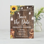 Invitation Rustic Western Enregistrer le Mariage de date (Debout devant)