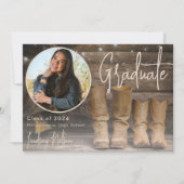 Invitation Rustic Western Grange & Cowboy Boot Photo Graduati (Devant)