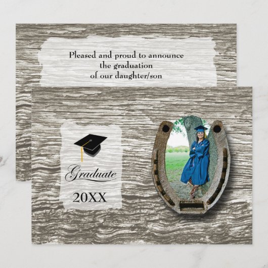 Invitation Rustic Western Hi-School Graduation Announcement  (Devant / Derrière)