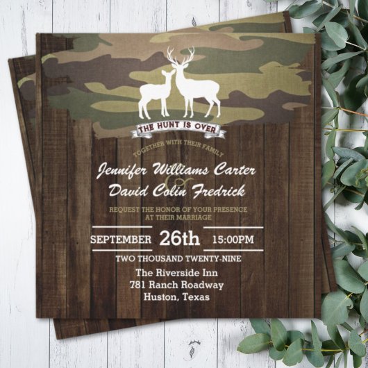 Invitation Rustic Western La chasse est au-dessus du Mariage 