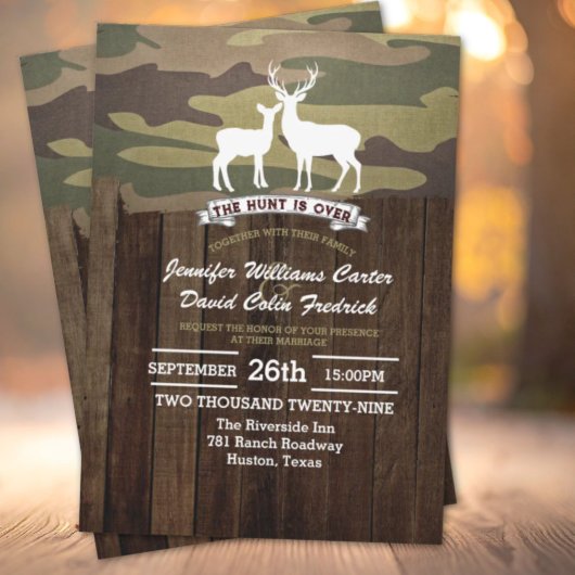 Invitation Rustic Western La chasse est au-dessus du Mariage 
