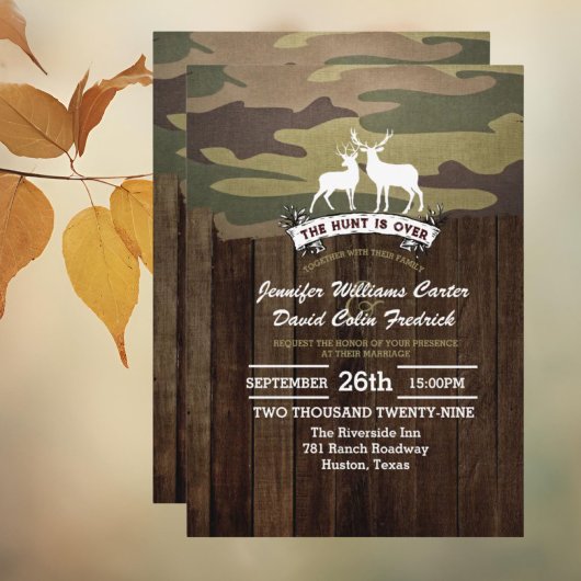 Invitation Rustic Western La chasse est au-dessus du Mariage