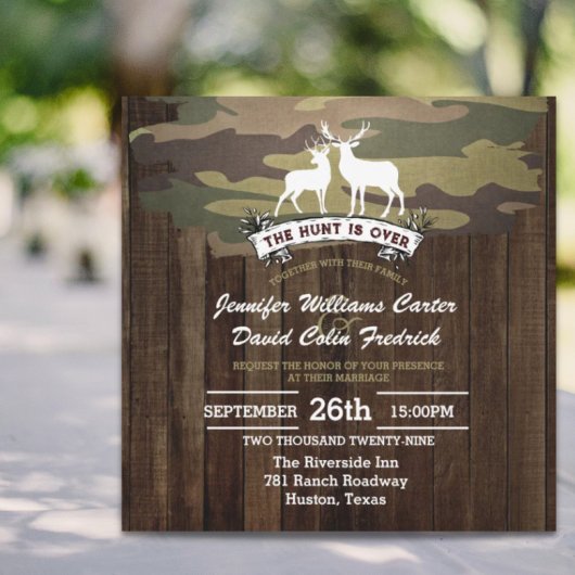 Invitation Rustic Western La chasse est au-dessus du Mariage 