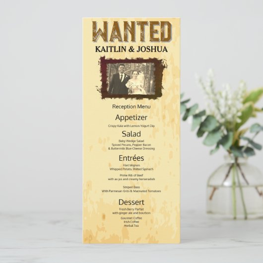 Invitation Rustic Western Mariage 🤠 Country Reception Menu (Debout devant)