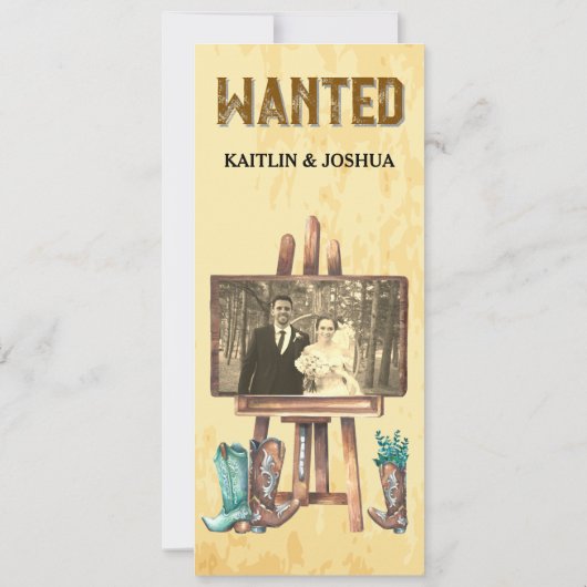 Invitation Rustic Western Mariage 🤠 Country Reception Menu (Dos)