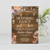 Invitation Rustic Western Nothing Fancy Just Love Wedding (Debout devant)