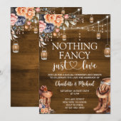 Invitation Rustic Western Nothing Fancy Just Love Wedding (Devant / Derrière)