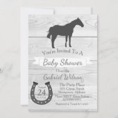 Invitation Rustic Western Ranch Grey Horse & Horseshoe (Devant)