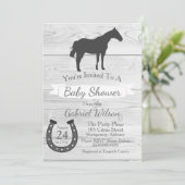 Invitation Rustic Western Ranch Grey Horse & Horseshoe (Debout devant)