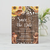 Invitation Rustic Western Sunflower Save the Date Wedding (Debout devant)