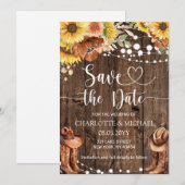 Invitation Rustic Western Sunflower Save the Date Wedding (Devant / Derrière)