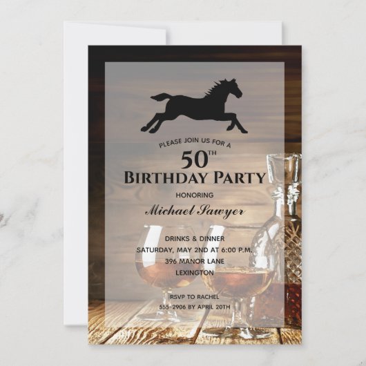 Invitation Rustic Whiskey 50e fête d'anniversaire (Devant)