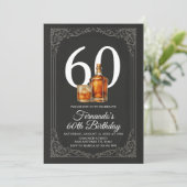 Invitation Rustic Whiskey Black & Gold Elegant Men's Birthday (Debout devant)