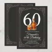 Invitation Rustic Whiskey Black & Gold Elegant Men's Birthday (Devant / Derrière)