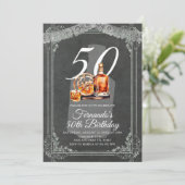 Invitation Rustic Whiskey Bottle 50th Adult Birthday (Debout devant)