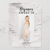 Invitation Rustic White Birch Photo tendance Modern Sweet 16 (Devant / Derrière)