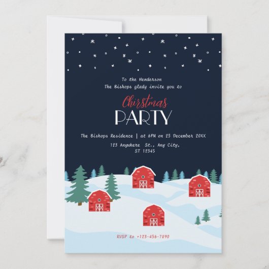 Invitation Rustic White Christmas (Devant)