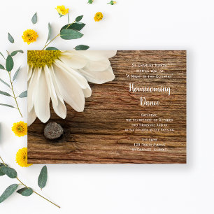 Invitation Rustic White Daisy Country Barne Homecoming Dance