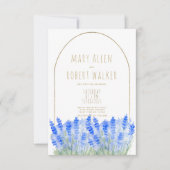 Invitation Rustic white gold lavender blue floral wedding (Devant)