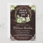Invitation Rustic White Poinsettia and Robin Christmas (Devant)