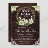 Invitation Rustic White Poinsettia and Robin Christmas (Devant / Derrière)